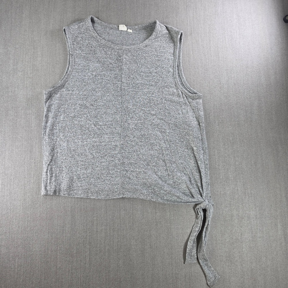 Gap Tank Top Women Large Gray Side Tie Sleeveless Heathered Knit Crew Neck